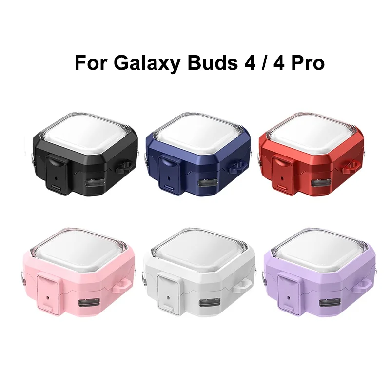 Für Samsung Galaxy Buds 4 Buds 4 Pro Kopfhörer-Hülle Sicherheitsschloss Stoßfeste Vollschutz-Hülle für Galaxy Buds 4 Pro Transparente Box