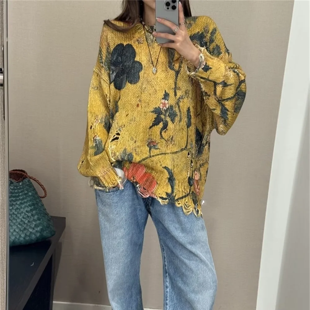 

2025 Women's Winter Apparel Sweater Knitwear 3D Print Loose Fit Women's Sweater Pullover Y2K New High Quality Party Top bra