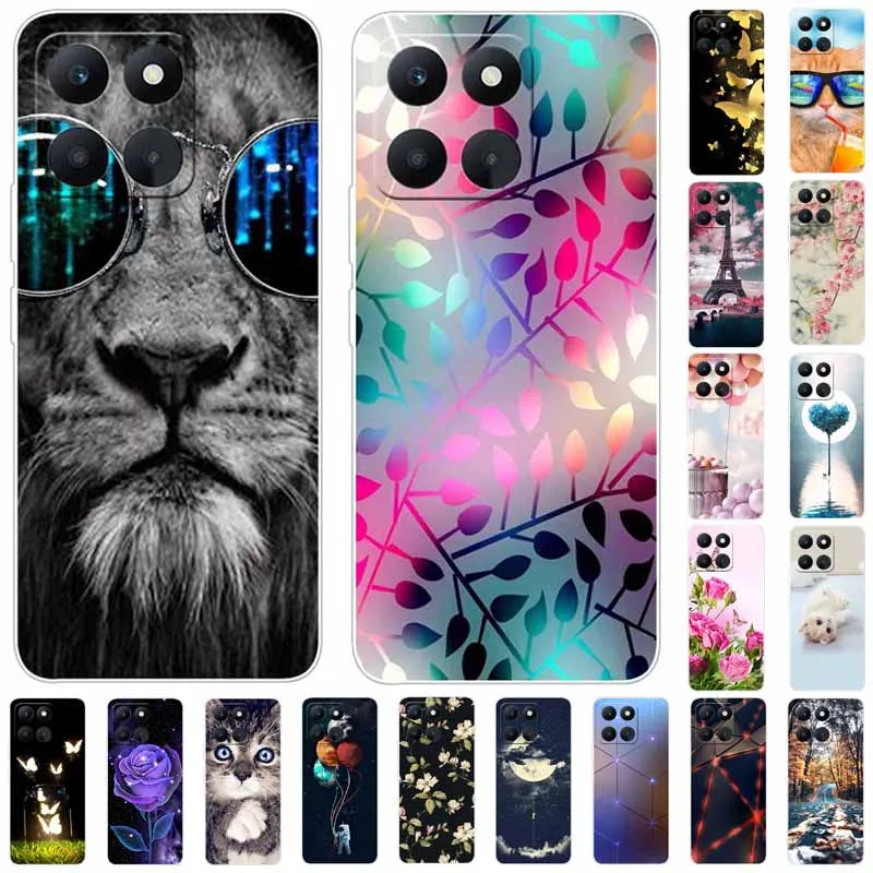 For Honor X6A Case Fashion Silicone Soft Lion Cat TPU Protective Back Cover for Huawei Honor X6a Cover HonorX6A WDY-LX1 Cool