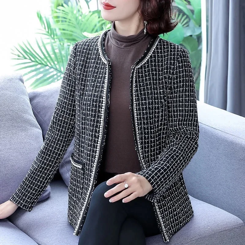 

Middle Aged Elderly Women's Coat Spring Autumn Small Fragrant Style Coat 2024 New Versatile Casual Zipper Suit Jacket Ladies