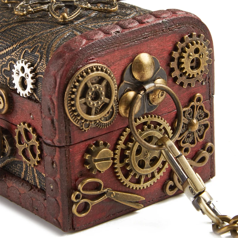 Steampunk Bag Small Gears Satchel Punk Women Victorian Style Little Wood Box Bag Gothic Cosplay Accessories