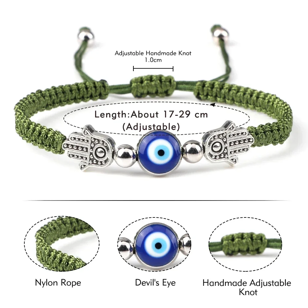 Nueva pulsera turca contra el mal de ojo para mujeres y hombres, cadena roja trenzada de la suerte, elefante Retro, cuerda multicolor de la suerte, joyería para la muñeca