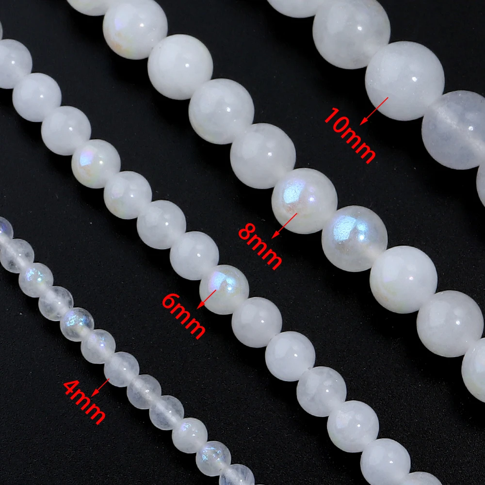 1 Strand 4 6 8 10mm White Moonstone Beads Round Loose Gemstone Beads For Jewelry Making DIY Crafts Necklace Bracelet Accessories