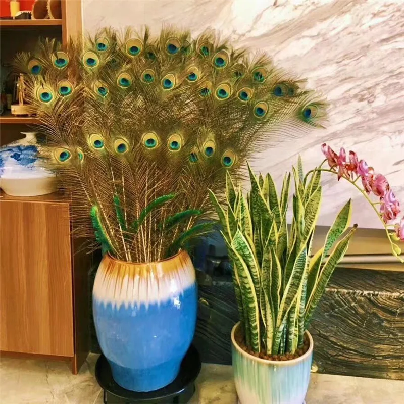 Wholesale Real Peacock Feathers 50pcs/lot Natural Plumes For Crafts Carnaval Party Table Centerpieces Home Decorative Feather