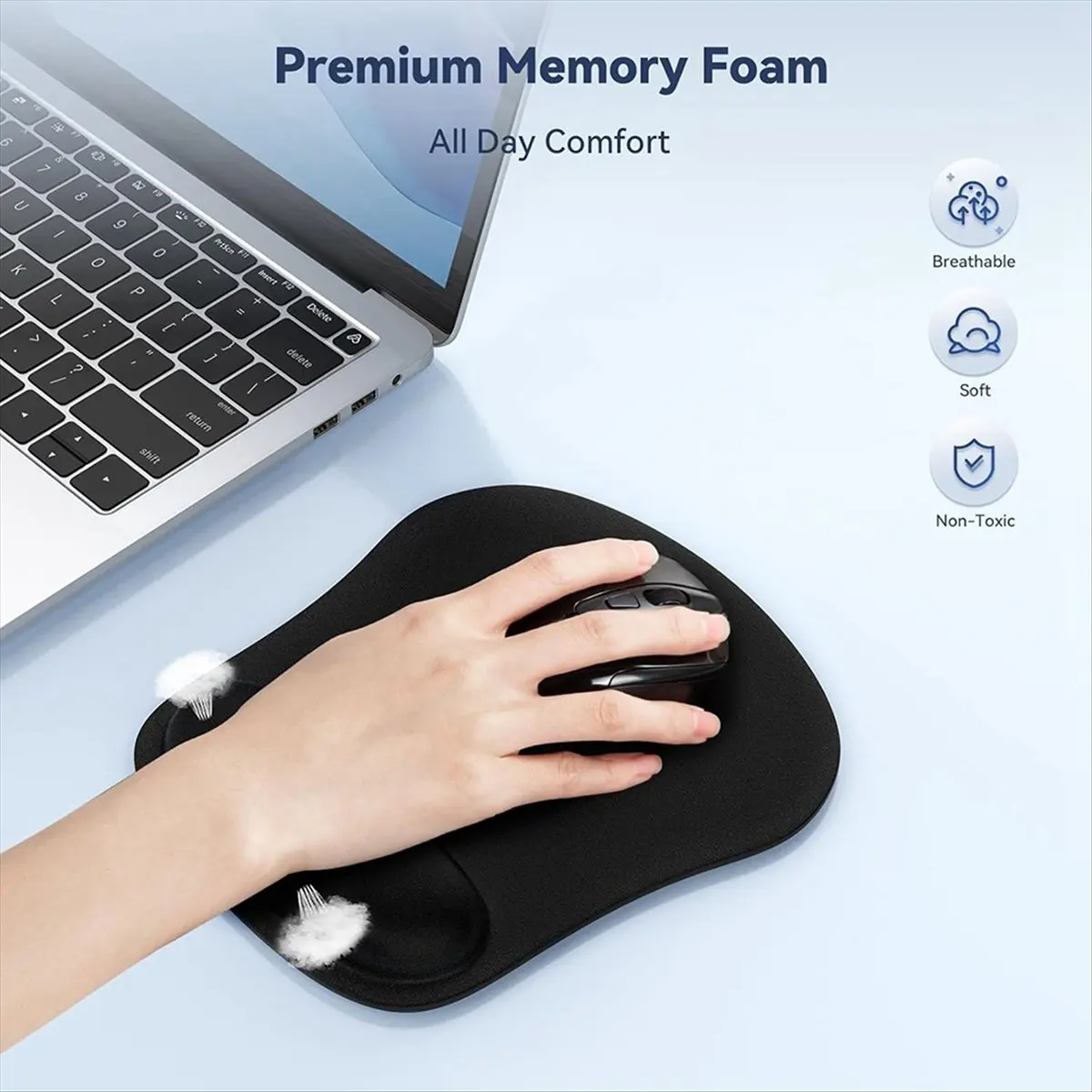 *ABKM Mouse Pad with Wrist Support, Ergonomic Gaming Mouse Pad Pain Relief, Portable Comfortable Mousepad for Computer Office