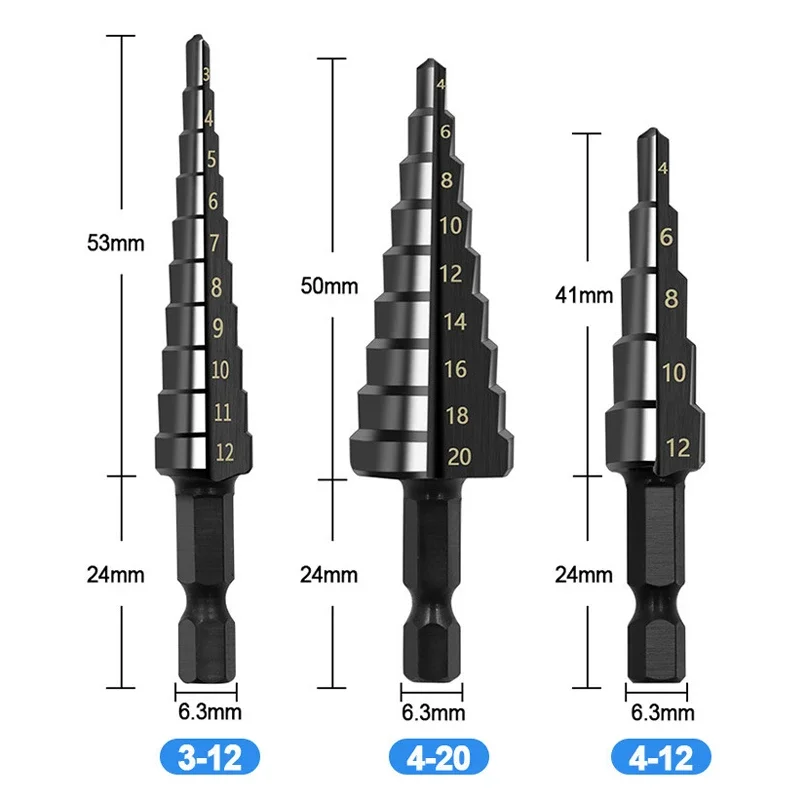 Imagem -02 - Hss Hex Shank Passo Broca para Madeira Revestido de Titânio Cortador de Furo de Metal Núcleo de Sulco Reto 412 mm 420 mm 432 mm