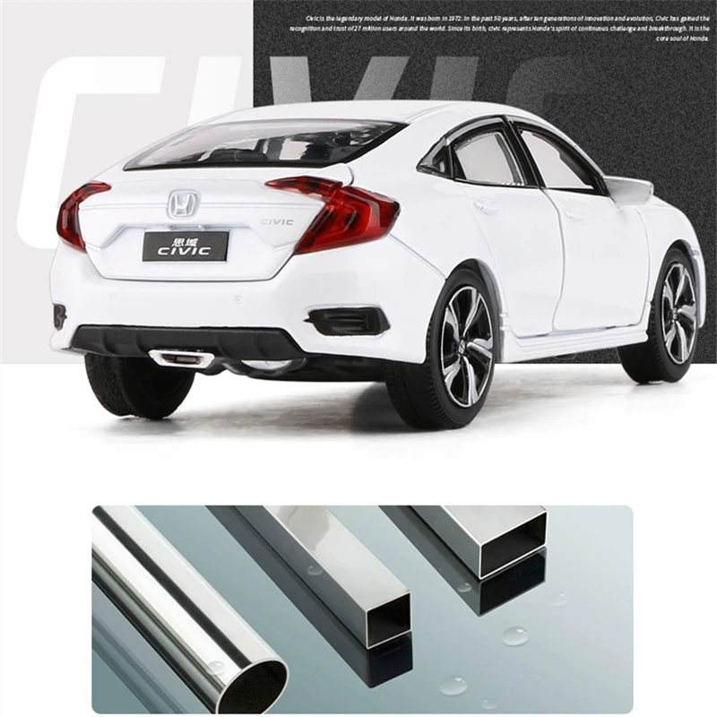 1/32 HONDA Civic Type R Alloy Sports Car Model Diecast Metal Toy Vehicles Car Model Simulation Sound Light Collection Kids Gifts