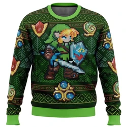 Moletom e pulôver 3D masculino, máscara Legend of Zelda, padrão sem costura, suéter feio de Natal Papai Noel, presente de Natal superior, outono