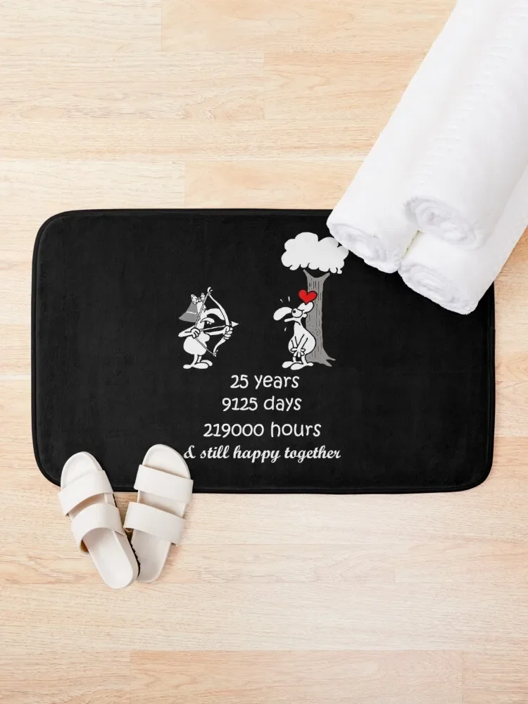 25th Wedding Anniversary Funny Gift For Husband Wife 25 Years Together 25th Year Of Marriage Humorous Couple Matching Bath Mat