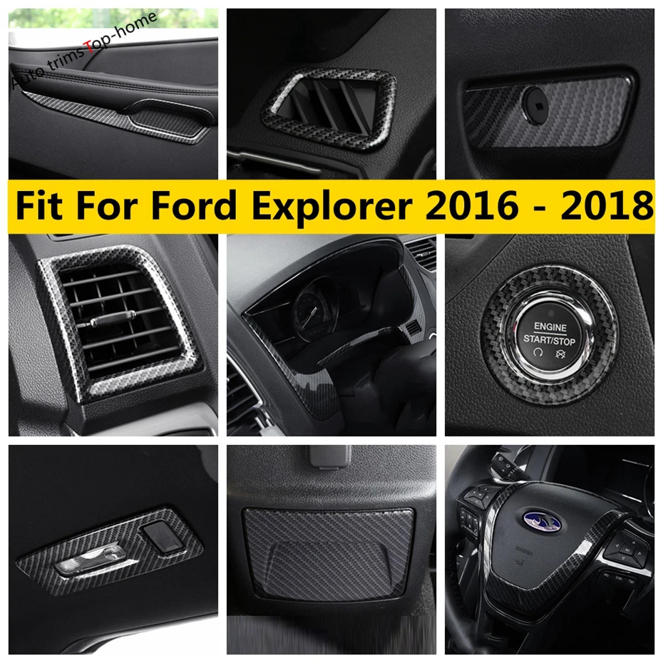 

Shift Gear Box Start Stop Button Armrest Box Anti Kick Decoration Panel Cover Trim Car Accessories For Ford Explorer 2016 - 2018