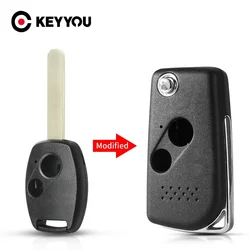 KEYYOU Modified 2 Buttons Flip Folding Car Key Shell For Honda Cr-V Civic Insight Ridgeline 2003 2008 2009 Accord Fit Key Case