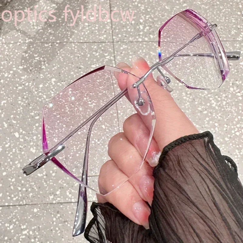 -75 -100 -125 Sunlight Photochromic Myopia Pure Titanium Glasses Customized Optical Prescription Myopia Hyperopia Diamond Rimmed