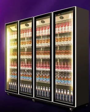 LED Display Upright Cooler Double Glass Doors Single-Temperature Beer Soft Drinks Freezer/Refrigerator Chiller Climates Open