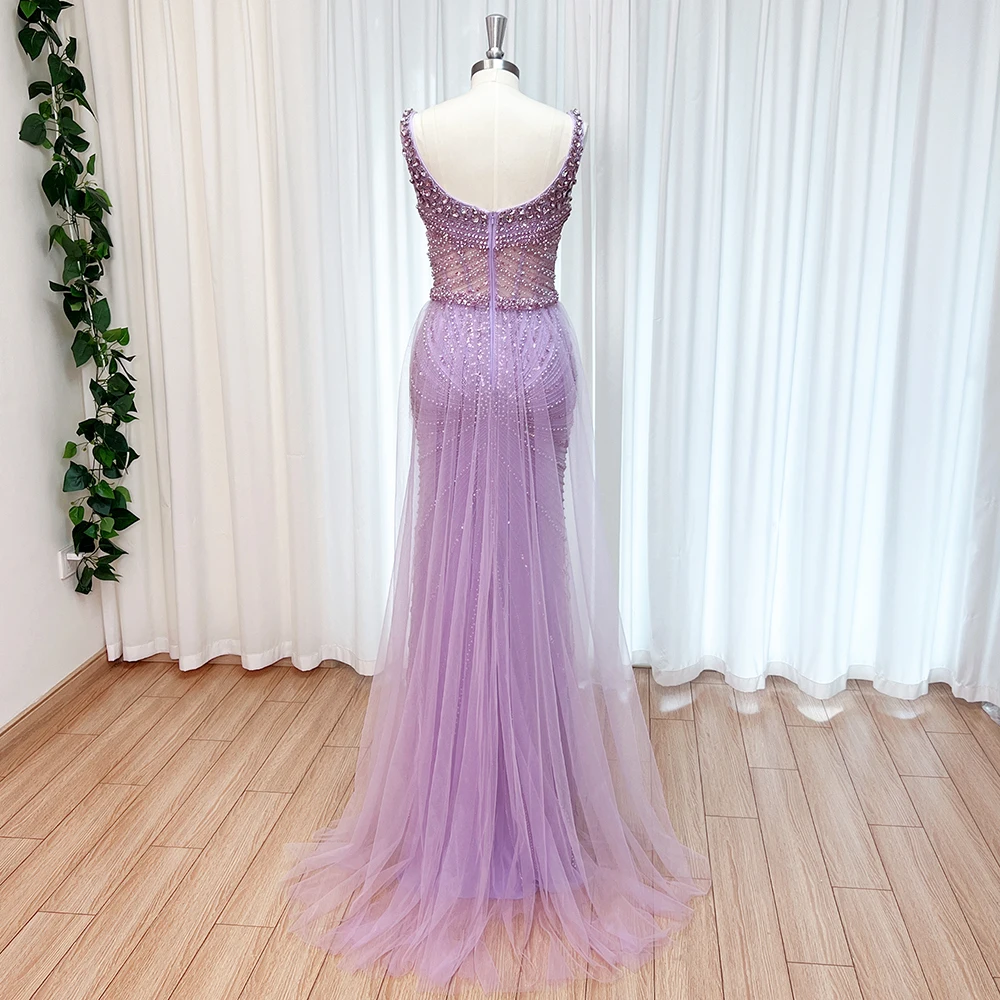 Luxury Crystals Mermaid Evening Dress for Women with Detachable Skirt 2024 Pearl Long Formal Prom Wedding Party Gown Custom Made