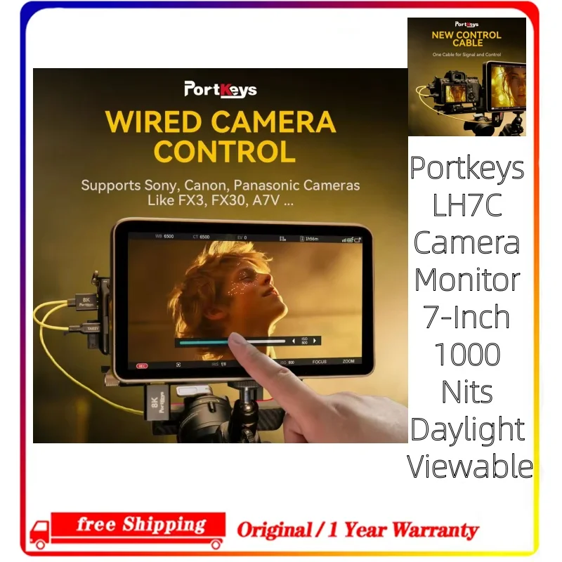 FORPortkeys LH7C HDMI Wired Camera Control Monitor 1000NITS Touch Focus HD IPS Screen MOVNORM OS 3D Lut Director Monitor w Sunsh