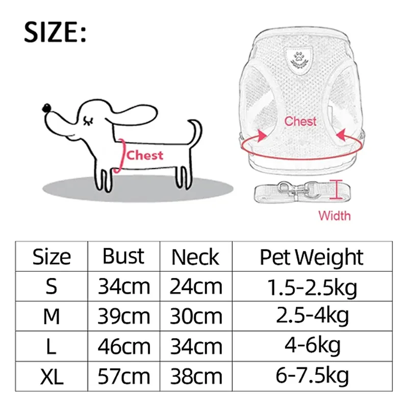 Dog Harness Walking Lead Leash For Small Dogs Collar Polyester Adjustable Mesh Puppy Cat Harness Vest For Medium Pet Accessories