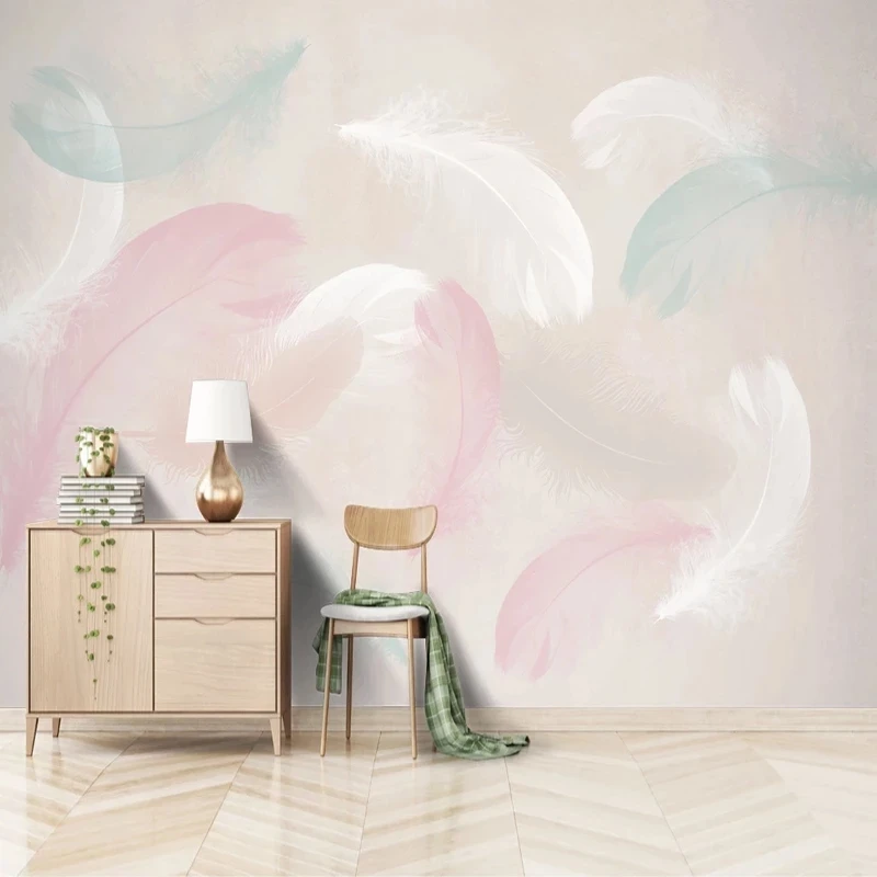 Customized Photo WallPaper Nordic Feather Small Fresh Dreamy Mural Living room TV background wall bedroom restaurant wall fabric