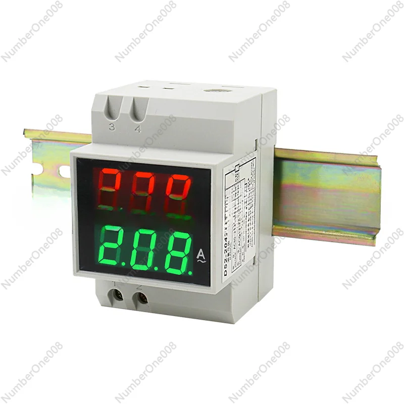 D52-2042 Rail Type Dual Display Digital Ac Digital Display Voltmeter Ammeter 220v380v Digital Display Air Open