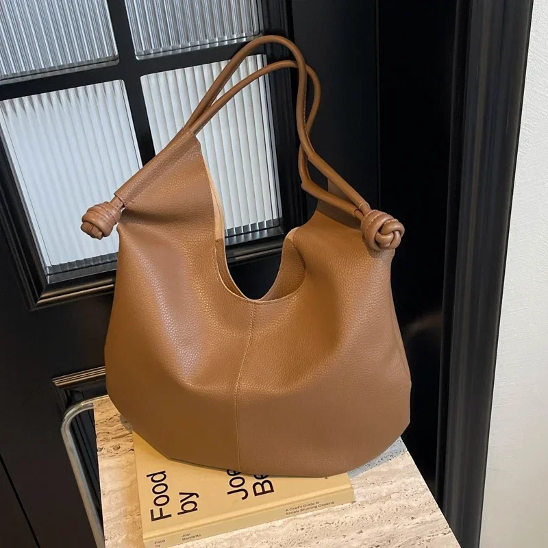 2024 New Hot Selling Simple Large Capacity PU Shoulder Bag Solid Color High Quality Women\'s Bag Fashion Versatile Handbag