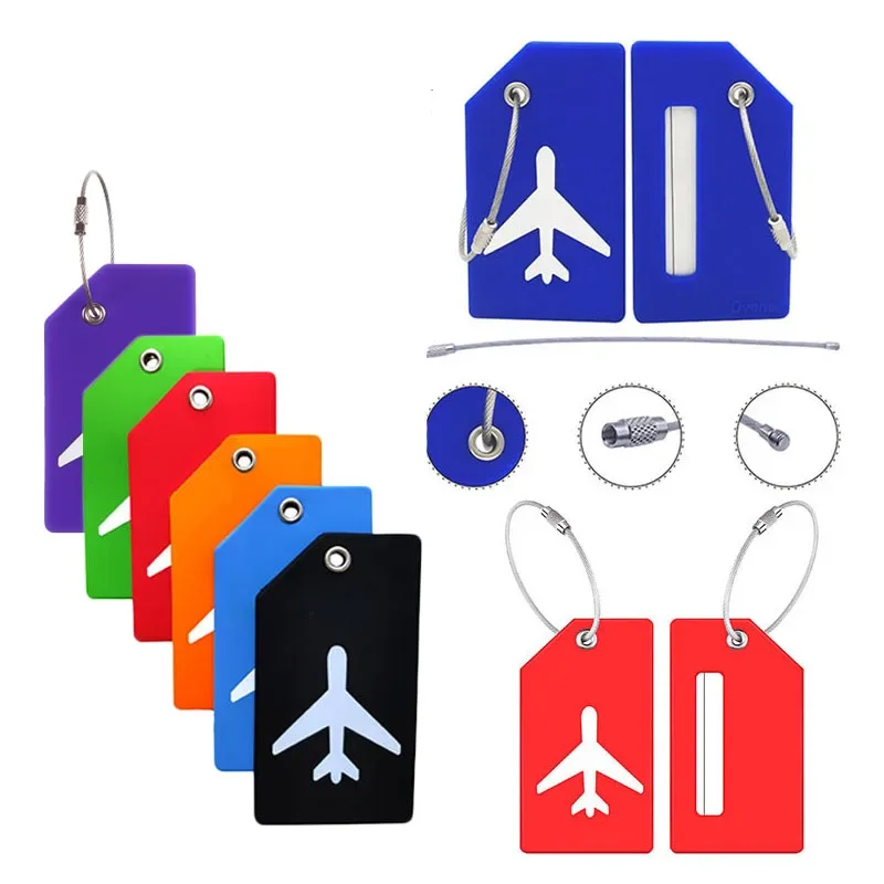 Silicone Luggage Tag with Name ID Card For Luggage Suitcase Name Tags for Backpacks Suitcases Travel Bags Baggage