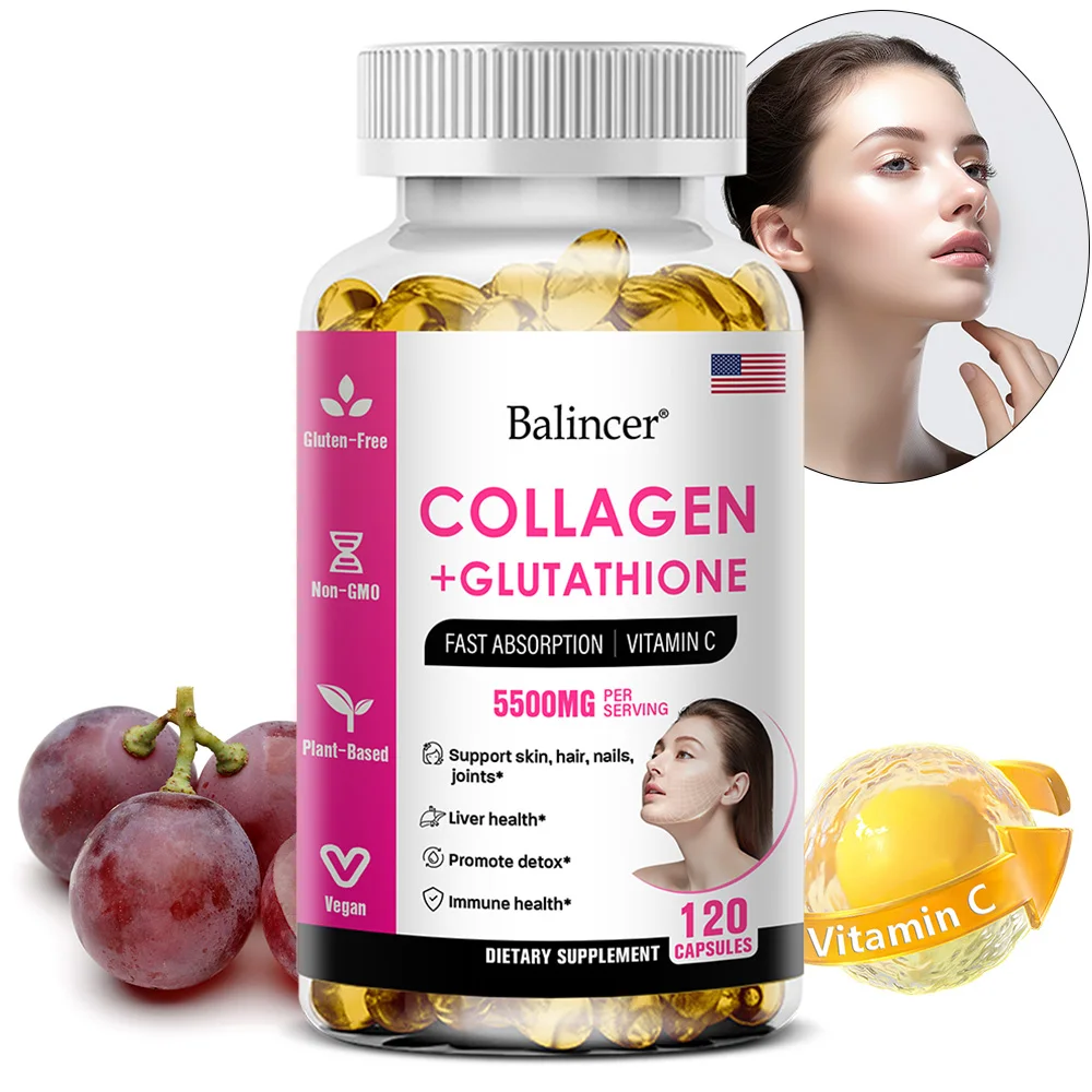 

Капсулы с глутатионом и коллагеном, антиоксидант, отбеливание кожи, глубокое питание кожи, волос и ногтей, поддержка омоложения и здоровья суставов.