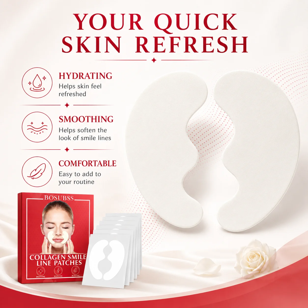 20pcs Smile Line Face Patches Cheek Mouth Area Skin Care Stickers Facial Beauty Patches for Daily Care**