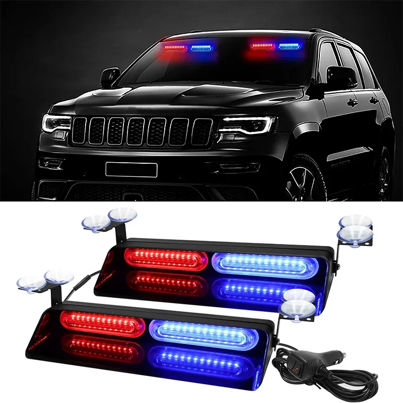 

48LED 2 in 1 Car Strobe Emergency Lights Windshield Warning Safety Flashing Beacon Lamp Trucks Ambulance Police Lamp 12/24V