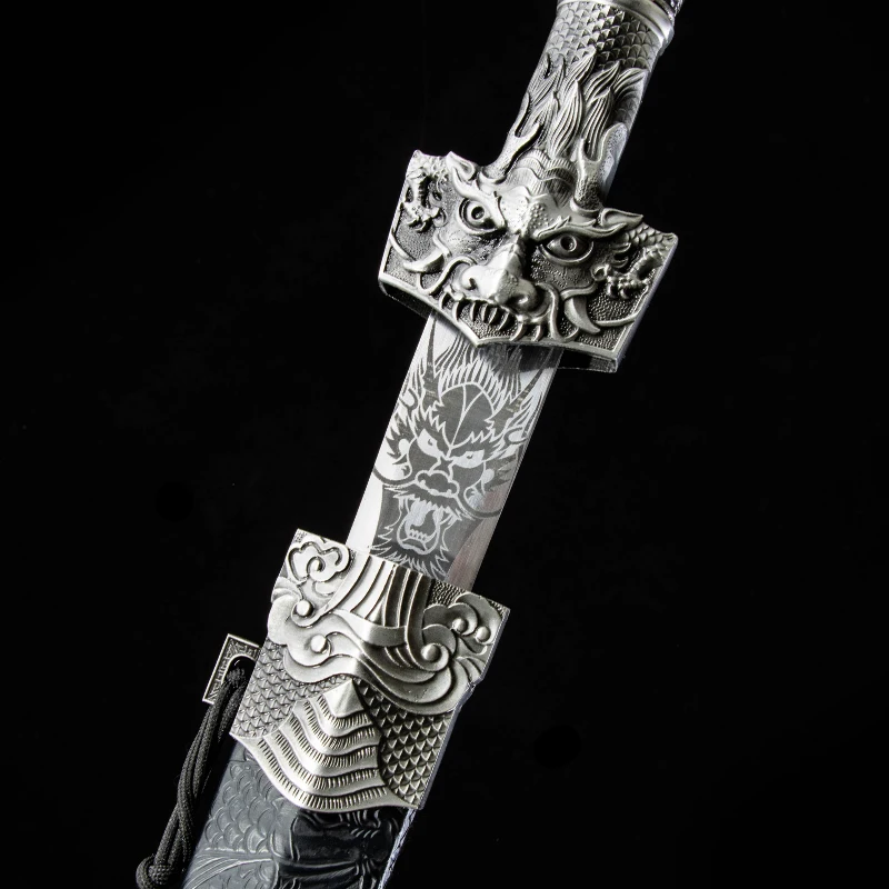 Medieval Han Jian Sword High Manganese Steel Blade Real Full Tang Sharp Ready Battle Sword Metal Handle Dragon Kong Fu Katanas
