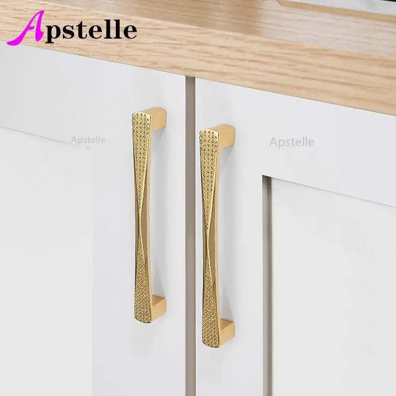 Apstelle Cupboard Cabinet Knob European Fashion Square U Type Gold Drawer Kitchen Hardware Door Dresser Handle