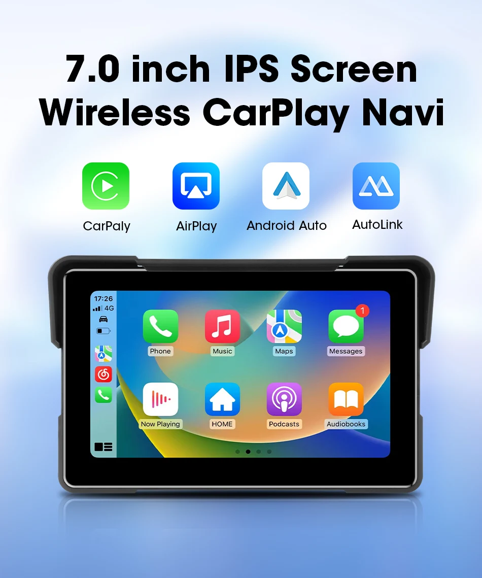 Tragbare 7 "IPX7 Wasserdichte Motorrad Navigation GPS DVR Android Auto Carplay Bildschirm für Moto Kameras Video Recorder BT Monitor – Detail 2
