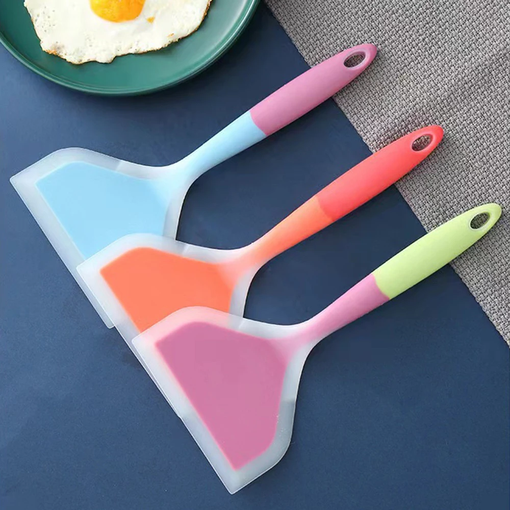 لون عشوائي سيليكون ملعقة الغذاء الصف غير عصا واسعة الفم شريحة لحم البيض المقلي مجرفة أدوات المطبخ الخبز #4