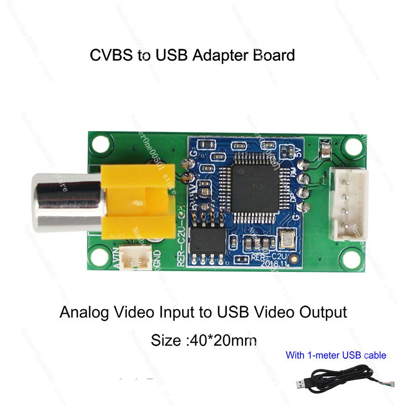 Analog AV Video Input to Digital USB Camera Adapter Board CVBS to UVC Drive Free RCA Plug Wiring