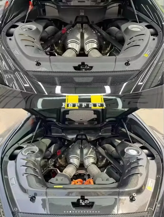 New High Quality OEM Style Dry Carbon  Rear Engine Bay Cover Set for 296 GTB GTS with Easy Installation