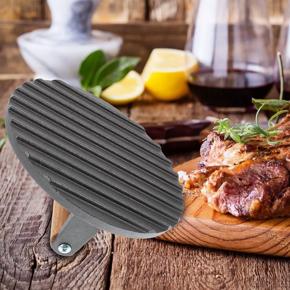 

Meat Patty Press Round Burger Tool Stainless Steel Black Wood Hamburger Smasher Non Stick Resistant Ergonomic Handle