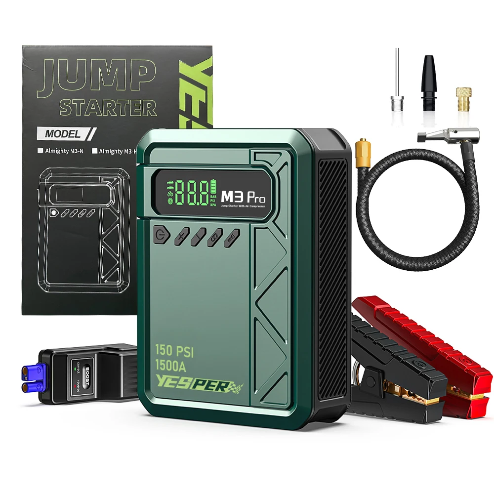 Yesper Almighty M3 Pro Cheap Price air Compressor Jump Starter 10000mAh air Pump 150PSI Portable Tire Inflator for Car