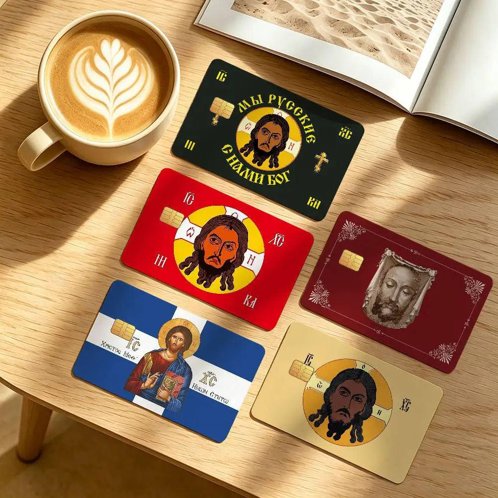 Art J-Jesus Christ Holy Face Credit Card Public Transportation Cards Protective Sticker Waterproof Card Face Decoration 4PCS