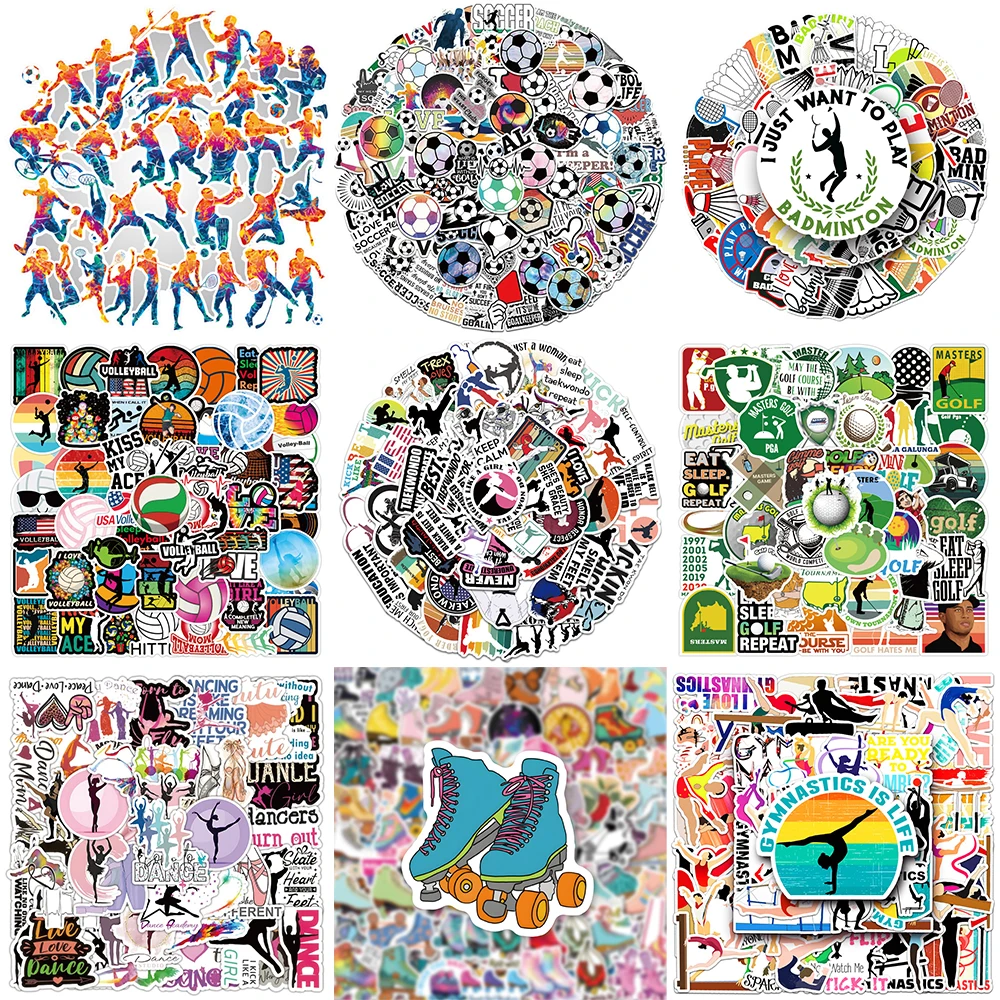 10/30/50PCS Cartoon Cool Sports Stickers Series Badminton Graffiti Helmet Refrigerator Guitar Laptop Phone Decoration Wholesale