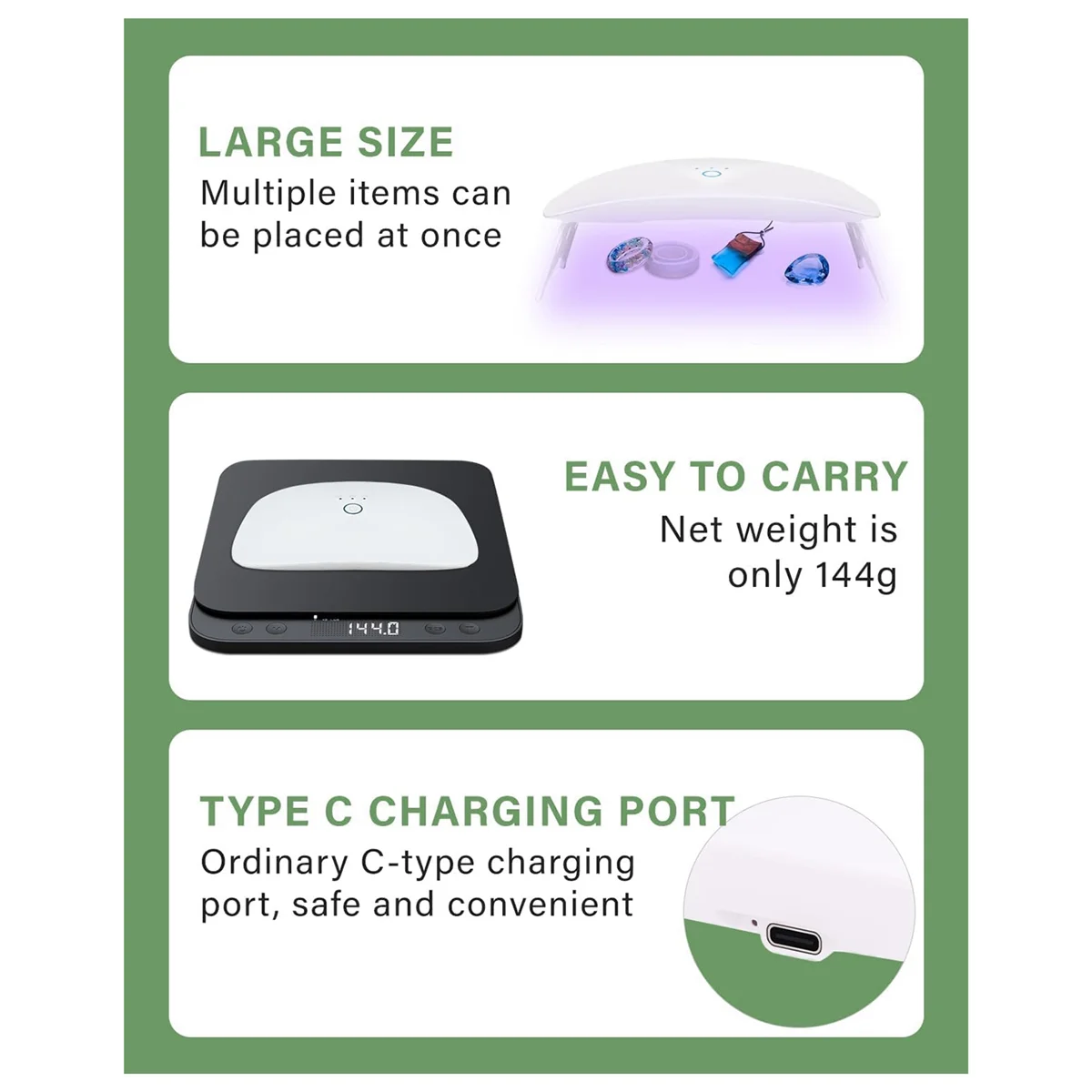 Luz UV plegable para resina, lámpara UV portátil de curado rápido de mayor potencia, suministros para moldes de resina UV