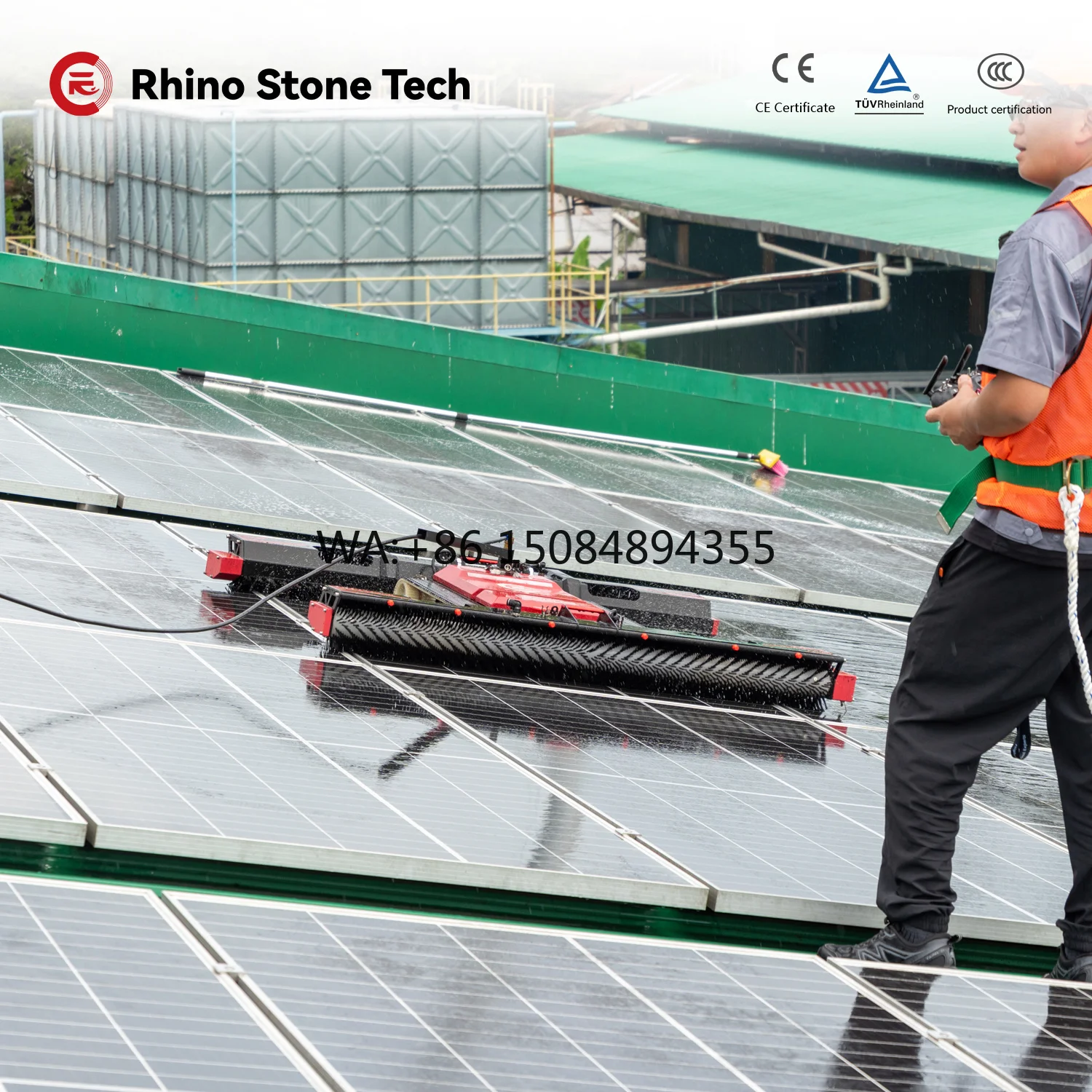 Advanced Solar Panel Cleaning Machine Lithium-Battery-Powered PV Solar Panel Remote Control Cleaning Robot for Solar Farm