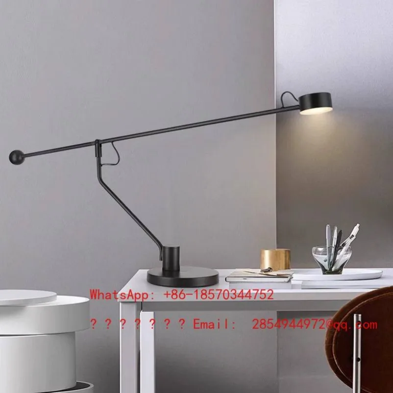 Minimalist Long Arm Desk Lamp Black Adjustable Bedside Lamp Atmosphere Simple Desk Bedroom