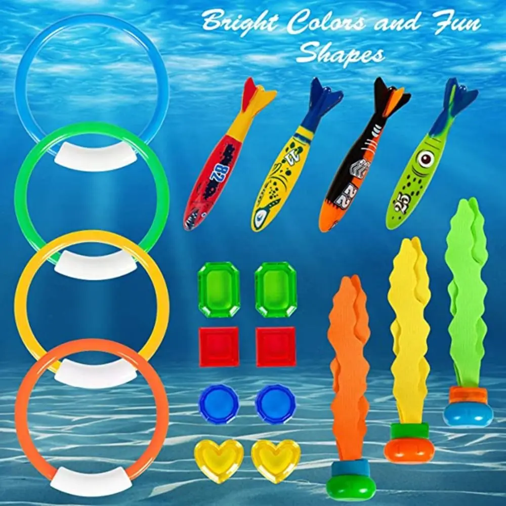

1 Set Water Grass Shark Rocket Throwing Toy Educational Shark Diving Toys Set Fun Fish Ring Swimming Pool Toys Bath Toys