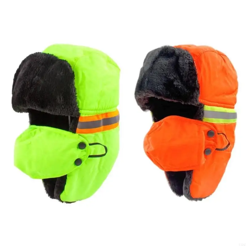 Y3NE Comfortable Reflective Winter Safety Hat for Nighttime Outdoor Activity Cold Weather Windproof Plush Liner Hat Headgear