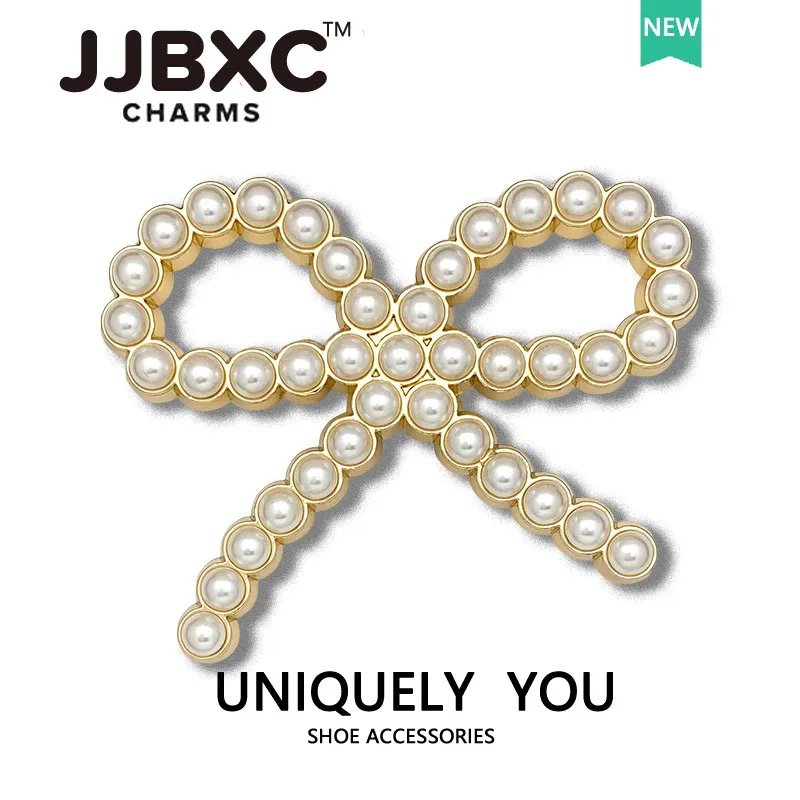 JJBXC charm for crocs  shoe clip accessories Pearl Bow Cloth Bow DIY Fashion Shoes Decorations