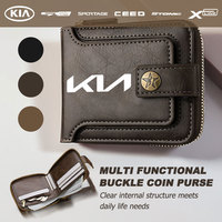 For KIA Leather Men's Short Wallet Multi Functional Zipper Buckle Business Short Money Bags K5 K2 Rio Optima Sportage Venga