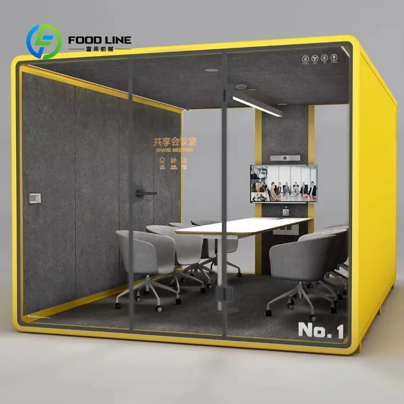 Customized Portable Black Soundproof Cabin With Side Door Modern Silence Office Pod Sound Proof For Meeting