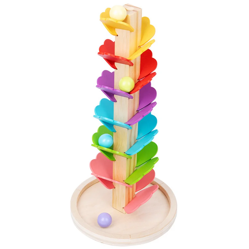 

Wooden Toy for Toddlers Ages 3 8 Educational Building Blocks Compact Lightweight Portable Rainbow Musical Tree Marble Run