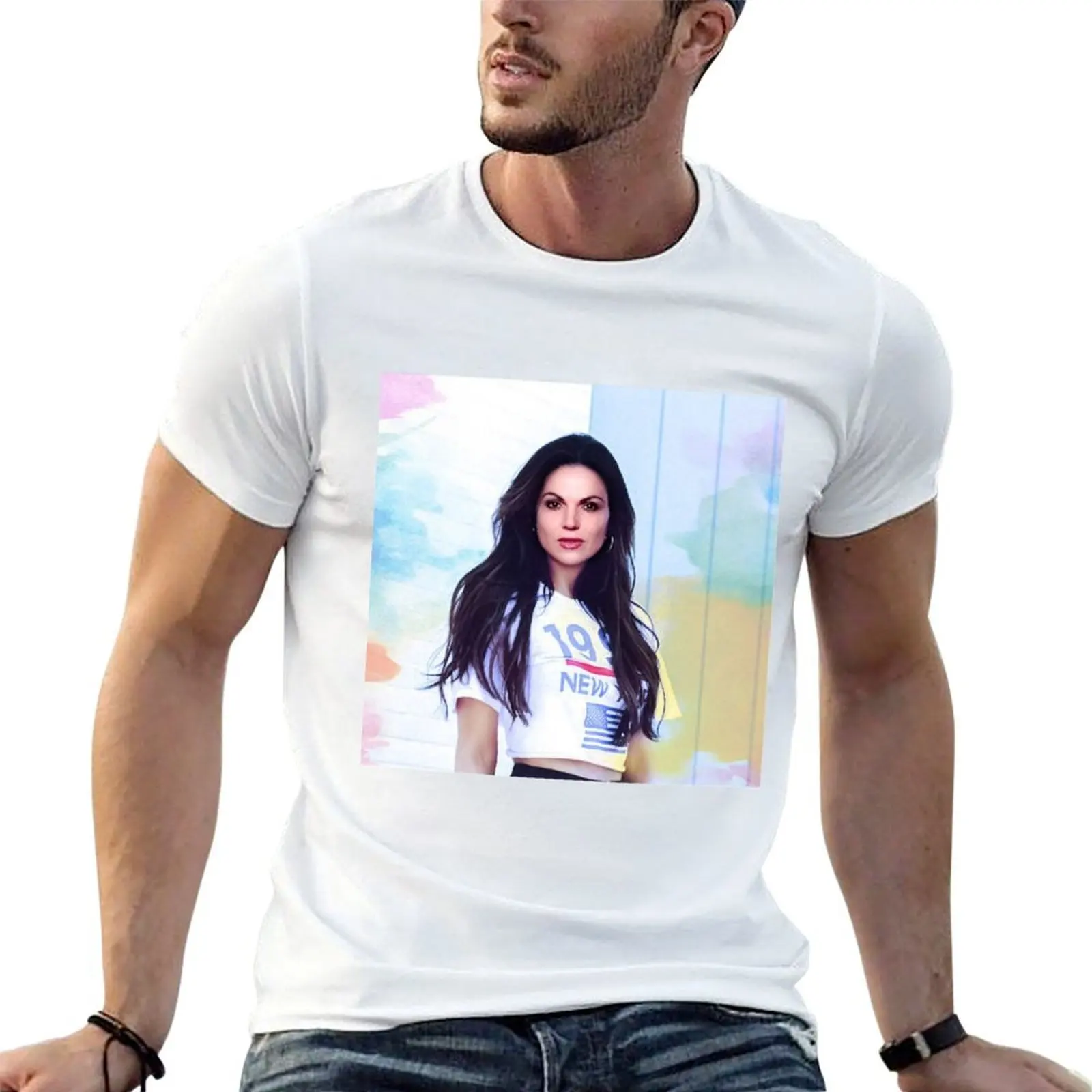 Camiseta Lana Parrilla para homem, camisetas gráficas para homem, camisetas gráficas vintage de algodão, pacote de camisetas