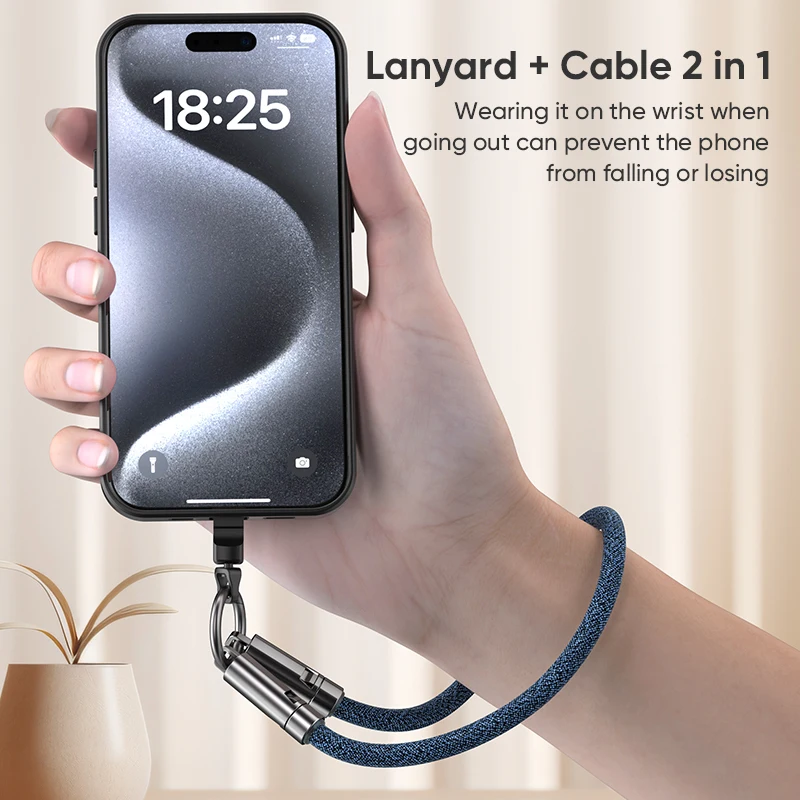 240W Portable Wrist Lanyard USB C to Type C Fast Charging Cable 48V/5A Keychain Data Cord for iPhone 17/16/15 Macbook Samsung