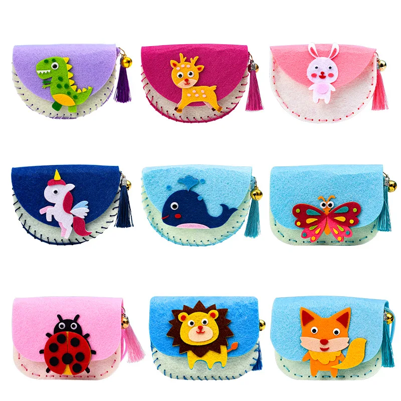 

1Pcs Cloth Crossbody Bag Craft Kits Non-woven Children's Handmade DIY Toys Weaving Montessori Aids Early Education For Kids Xmas