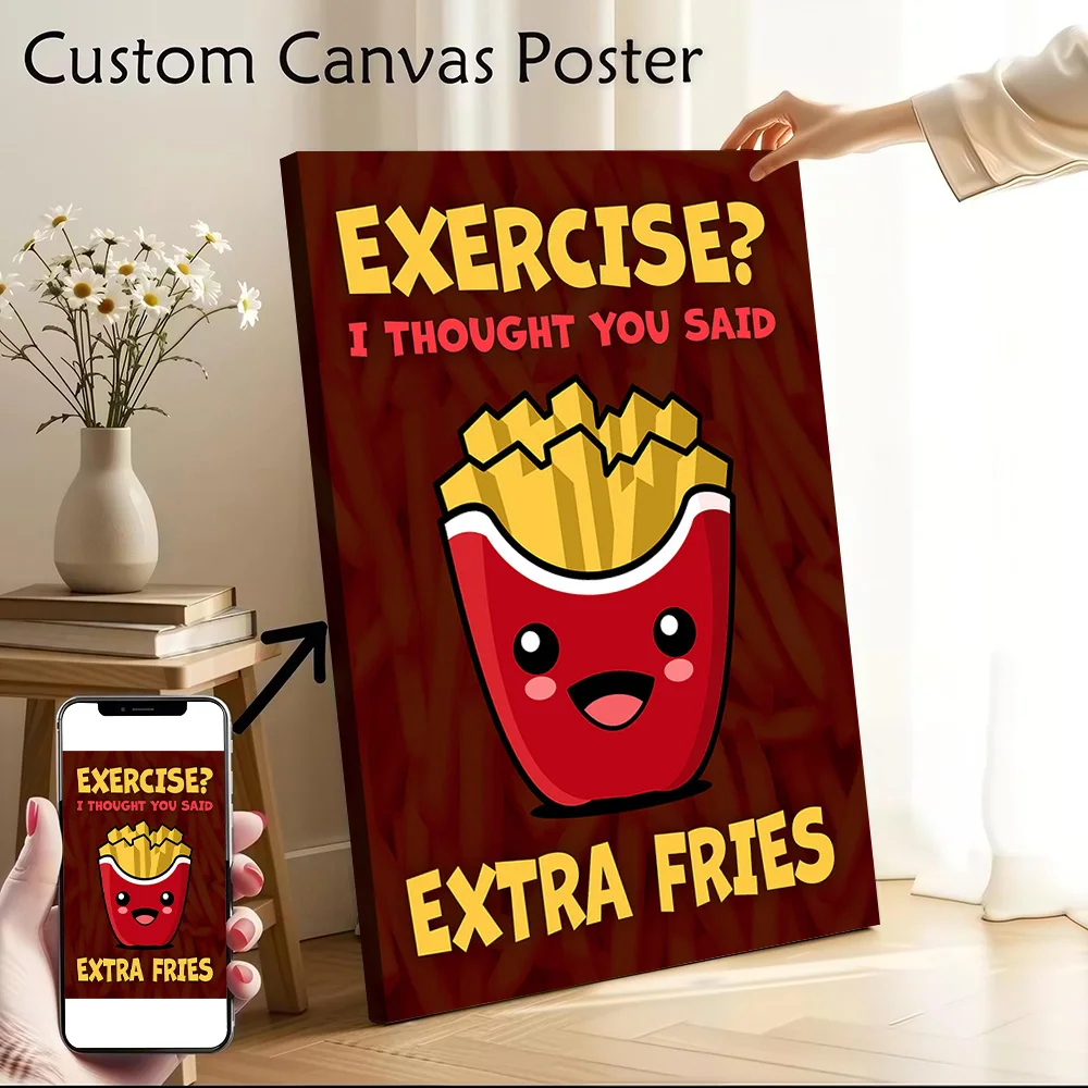 Funny Fries Sign Canvas Wall Art Poster Custom Photo Print Modern Painting for Fans Bedroom Specialty and Themed Home Decor Arts